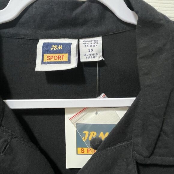 VTG JBM Sport 3X Black Button Front Shoulder Pads Beach Embroidery, Cotton, NWT - Picture 3 of 7